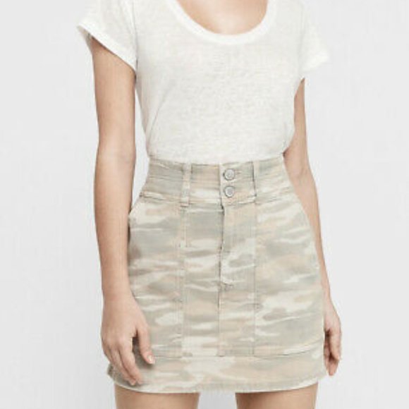 Express Dresses & Skirts - NWT EXPRESS Super High Waisted Camo Camouflage Denim Mini Skirt Sz 00